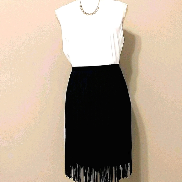 Vince Camuto Dresses & Skirts - Vince Camuto Black Fringe Skirt Medium